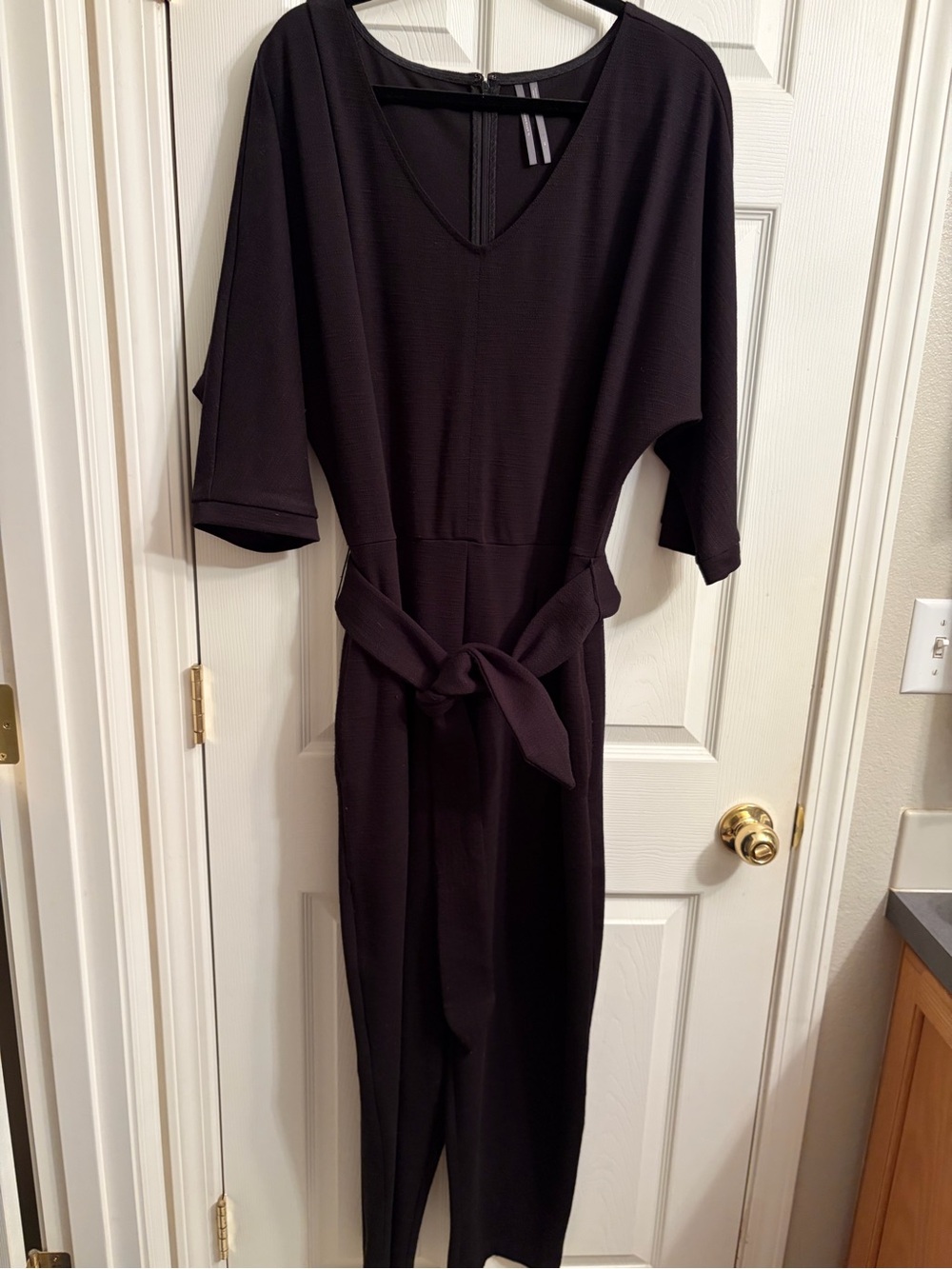 Anthropologie Women’s Black Tie-Waist Jumpsuit